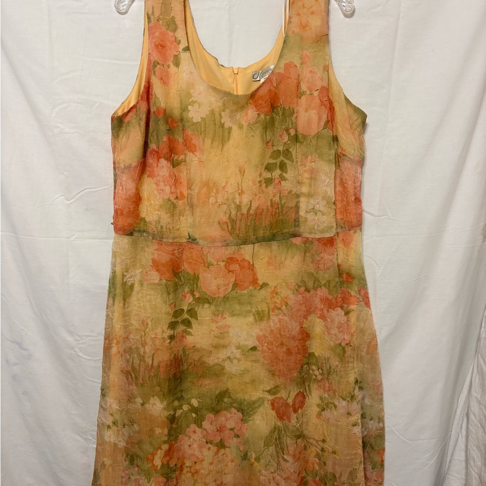 Vintage Y2K Dress Barn Pastel Floral Dress in green, pink, and pale yellow. - Picture 2 of 10